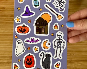 Halloween Sticker Sheet: 19 Mini Spooky Stickers