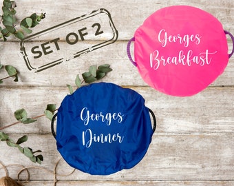 Personalised Breakfast & Dinner Feed Bucket Cover Set