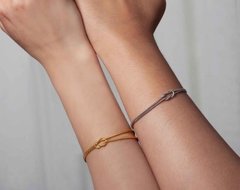 Conjunto de pulseras de nudo de amor, pulsera de parejas, pulsera de cadena de nudos, pulsera personalizada de parejas de nudos, pulsera de pareja delicada, regalo para ella, regalo para él