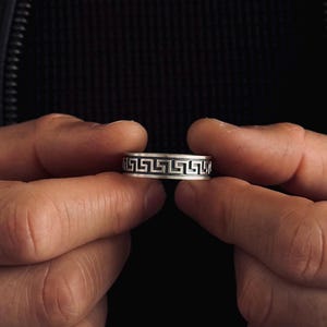 Greek Infinity Ring, Pattern Key Ring, 925 Silver Ring, Greek Key Meandros Ring, Greek Key Jewelry, Ancient Symbol Ring, Infinity Symbol