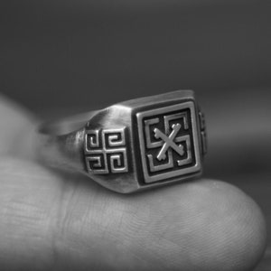 Greek Infinity Pattern Key Band Ring, 925 Sterling Silver Ring, Greek Key Meander Band, Minimalist Women Ring, Greek Pattern Band Ring