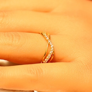 Anello in oro intrecciato, elegante anello in oro, fede nuziale, regalo per la mamma, regalo per San Valentino, regalo per anniversario, oro massiccio 9k/14k