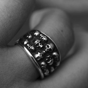 Skull Ring for Men, 925 Silver Gothic Jewelry, Handmade Skull Punk Accessory, Skulls Jewelry, Handmade Jewelry, Perfect Gift for Bikers