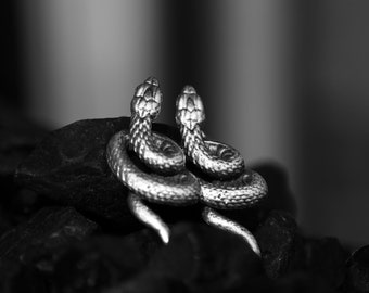 Silver Snake Earrings, Zircon Eyes, Minimalist Jewelry, 925 Silver, Animal Earrings, Serpent Earrings, Minimalist Stud Earring, Gift For Her