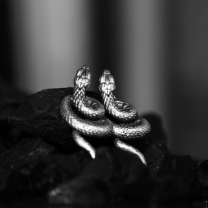 Silver Snake Earrings, Zircon Eyes, Minimalist Jewelry, 925 Silver, Animal Earrings, Serpent Earrings, Minimalist Stud Earring, Gift For Her