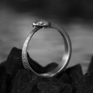 Slangenring, Ouroboros-slangenring, 925 zilver, slangensieraden, sierlijke ring, slangenring vrouwen, dierenring, cadeau voor haar, herenring, coole ringen