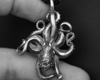 Oktopus Anhänger, 925 Sterling Silber, Kreuz Männer Anhänger, Meeresgetier, Silber Oktopus Anhänger, Meerestier Halskette, Geburtstagsgeschenk