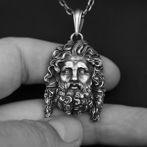 Zeus Pendant, Silver 925 Greek God Necklace, Greek Jewelry, Mythology Jewellery, Men's Zeus Bust Necklace, Greek God Zeus Pendant