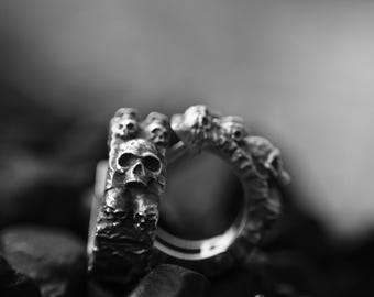 Skull Earrings, Women - Man Silver Earrings, Gothic Earrings, 925 Silver, Skull Hoops, Halloween Stud Earrings, Gift For Her And Him