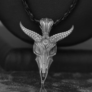 Skull Sheep Horn Beast Pendent, Silver Sheep Skull Pendent