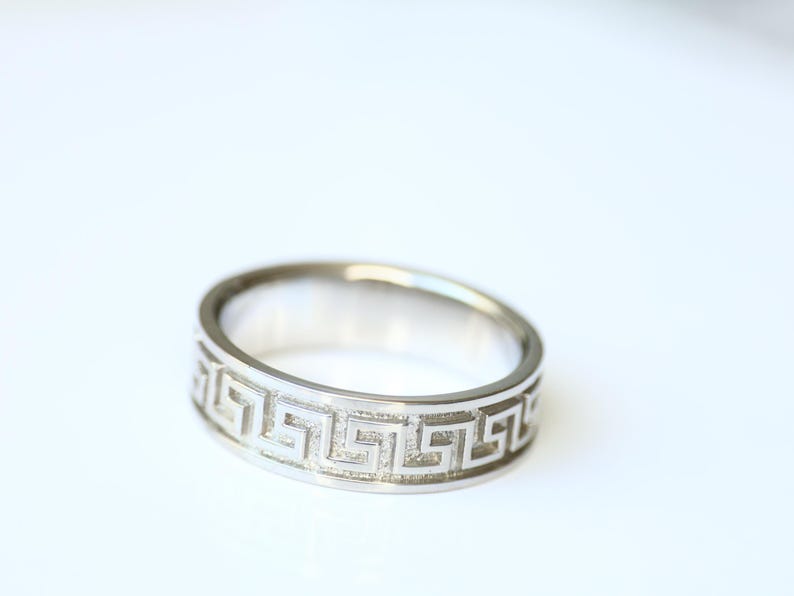 Solid Gold Greek Pattern Band Ring, Ancient Greek Ring, Eternity Greek ...