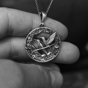 Hummingbird Silver Necklace, 925 Silver, Bird Necklace, Humming Gift, Hummingbird Charm, Animal Necklace, Bird Pendant Gift, Birthday Gift