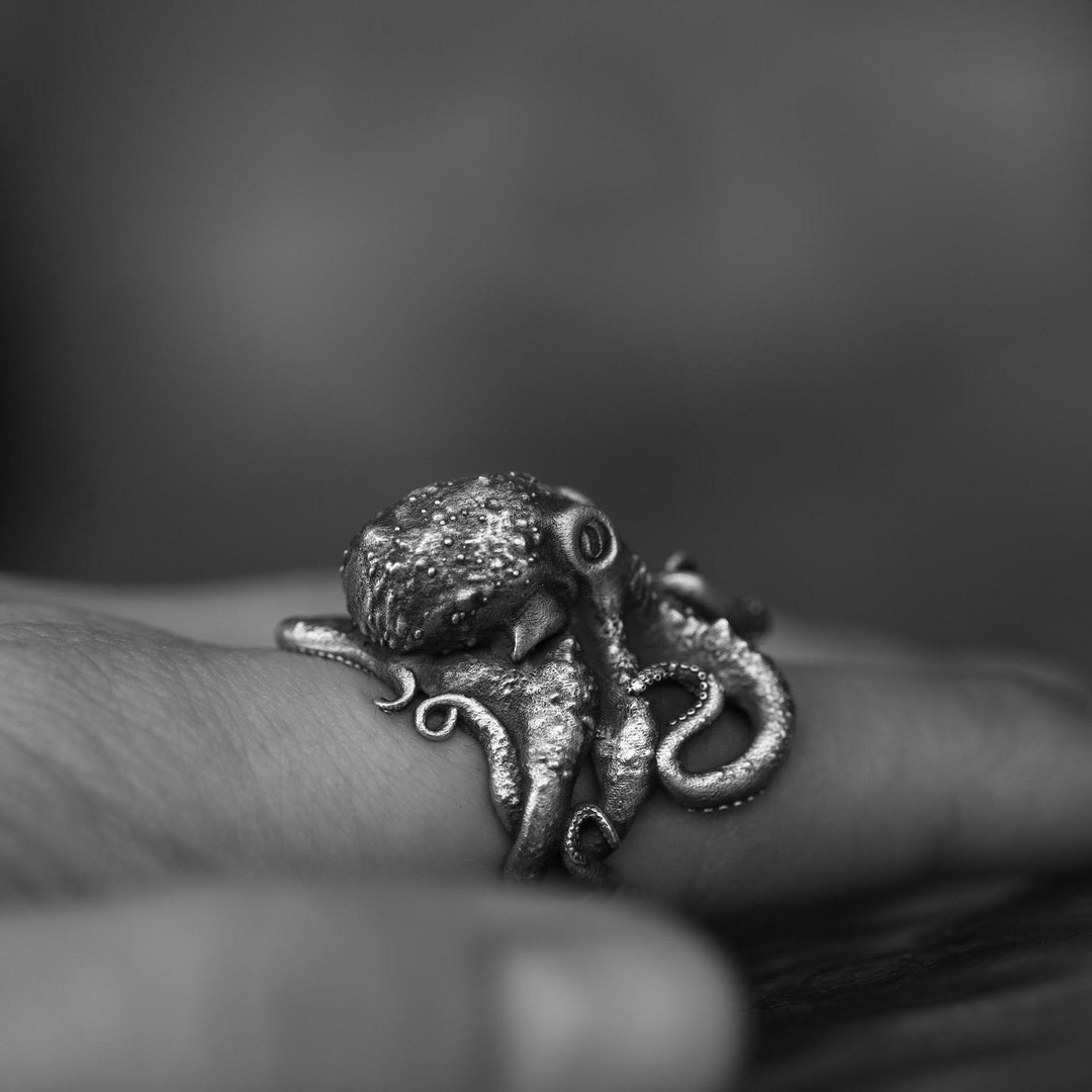 Calamaro Anello Argento Ossidato Anello Grumet In Bronzo Domenico