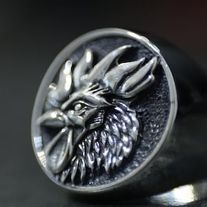 Hahn Ring für Männer, 925 Sterling Silber Huhn Hahn Ring, handgemachter Schmuck für Männer, Silber Henne Ring, Bauernhof Geschenk für ihn