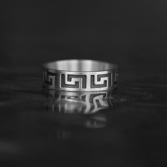 Anello con chiave greca Meandro, gioielli greci, portachiavi con