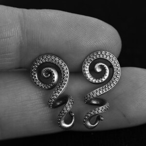 Orecchini Polpo In Argento 925 Con Onice Nera - Gioielli A Tema Oceano Per Donna