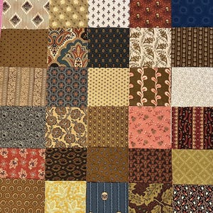 Diseños vintage de Jo Morton para Andover Fabrics - 30 cuadrados de tela de 6" x 6"