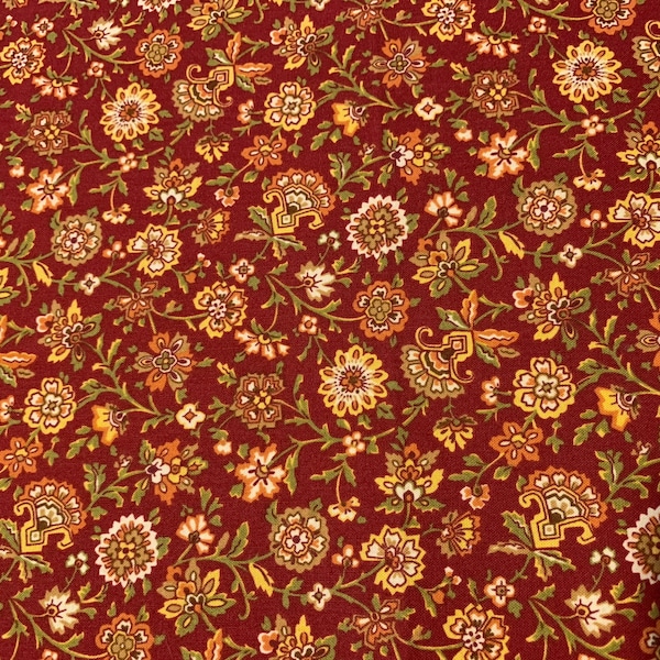 Marie Osmond for Quilting Treasures Heirloom Garden rust orange floral fat quarter