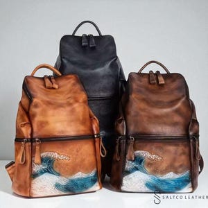 Vintage Cowhide Leather Backpack – Handmade Large Capacity Travel Bag, Luxurious Genuine Leather Rucksack, Durable & Stylish Backpack