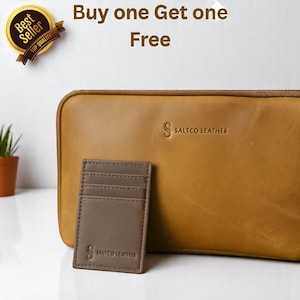 Waterproof Leather Toiletry Bag: Men&#39;s Dopp Kit with Free Card Holder