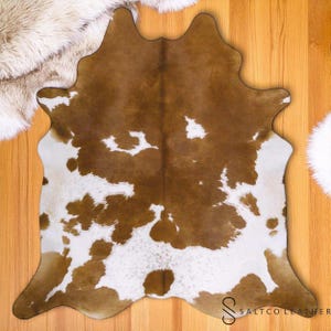 Natural Brown and White Rug,Cowhide Handmade Natural Rug For Housewarming Gift