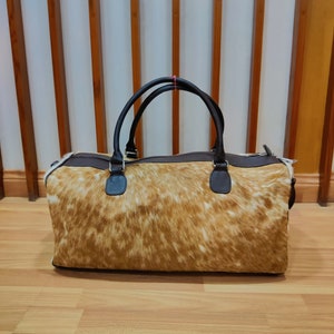 Cowhide Duffle Bag: Hair-On Leather Travel Luggage