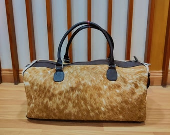 Cowhide Duffle Bag: Hair-On Leather Travel Luggage
