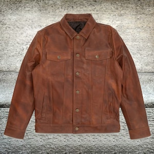 Men&#39;s Brown Leather Jacket, Real Lambskin Distressed Design, Stylish Outerwear for Every Day Use, Perfect Gift for Him