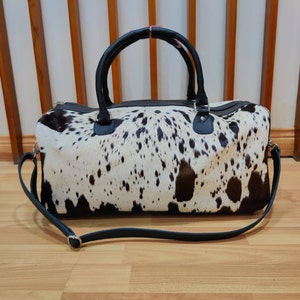 Authentic Cowhide Leather Western Duffel Bag, Sophisticated Travel Bag, Great for Frequent Travellers