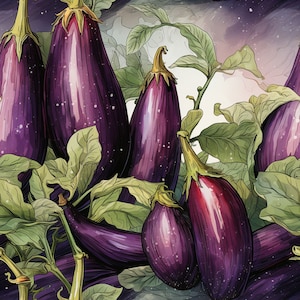 Watercolor Eggplants Digital Paper, printable textures printable scrapbook paper JPEG clip art graphics instant download for commercial use