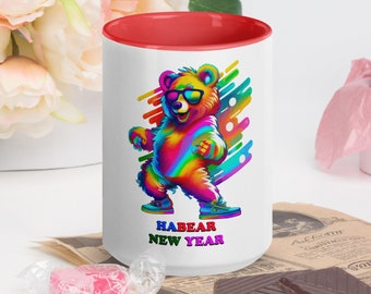 Mug with Color Inside and a image of a colorful happy bear