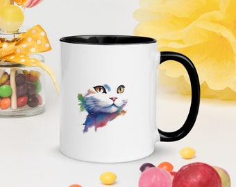 Mug with Color inside and a cat as image