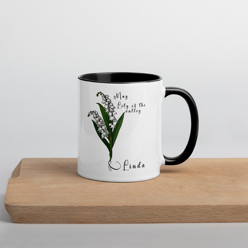 Personalized Birth Flower Coffee Mug With Name, month and month flower