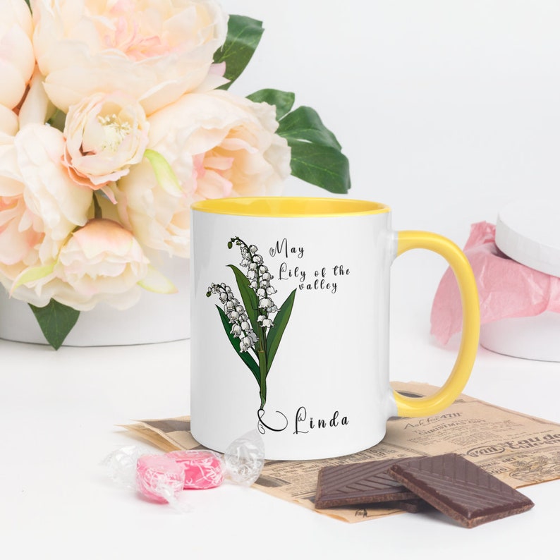 Personalized Birth Flower Coffee Mug With Name, month and month flower image 10