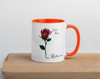 Personalized Birth Flower Coffee Mug With Name, month and month flower