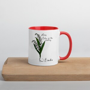 Personalized Birth Flower Coffee Mug With Name, month and month flower