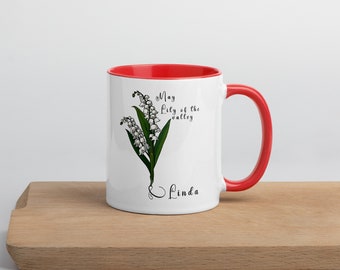 Personalized Birth Flower Coffee Mug With Name, month and month flower