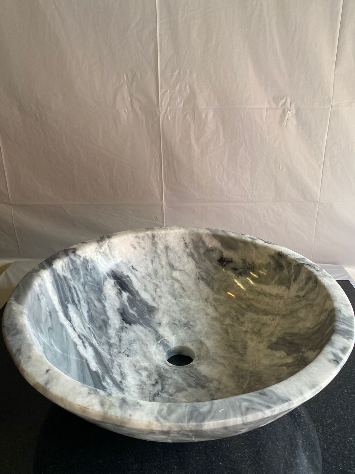 Unique Round Marble Sink Half White, Half Gray Timeless Elegance Etsy