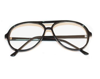 Classic Large Man Reading Glasses Retro 80's Academic Black Frame +2.75 +3.25 +3.50 +3.75 Lens