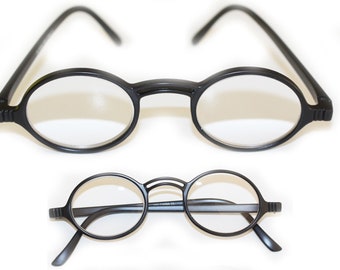 High Power Reading Glasses Round Frame Matte Black Extra Strong +4.50 Strength