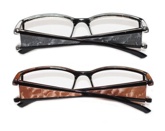 Reading Glasses VAMP Metallic Pleather Trim Wide Lens +1.00 to +3.50 Copper or Silver