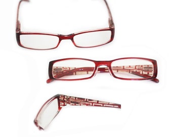 Reading Glasses High Power Extra Strong Burgundy Designer Frame +4.50 +5.50