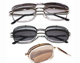 Flip Up Reading Glasses Sunglasses Simple Metal Frame Black Gold Silver Gray +1.00 to +3.75 Lens Strengths