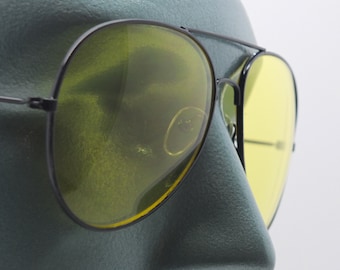 Yellow Lens Aviator Metal Black Frame Driving Glasses Shades