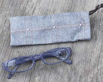 Denim Jean Print Reading Glasses with Case +2.00 Lens Strength