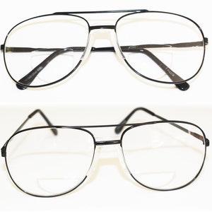 Aviator Large Bifocal Reading Glasses Men's Black Metal Frame +1.00 to +3.75