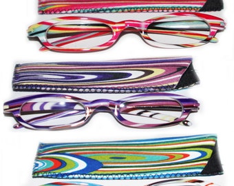 Reading Glasses Red Pink Blue Green Tie Dye Swirl Multi Fashionista+1.00 to +2.50