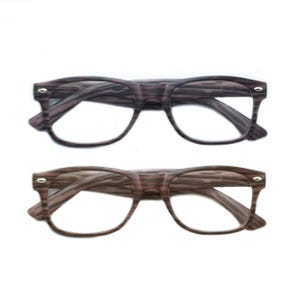 May include: Two pairs of brown and black patterned reading glasses with clear lenses.