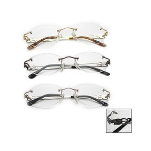 Barely There Reading Glasses Rimless Pretty Metal Trim +1.00 to +3.25
