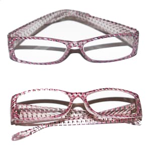 Reading Glasses ~ Snake Check Graphic ~ Red White Blue Design Frame +1.00 +1.50 +2.00